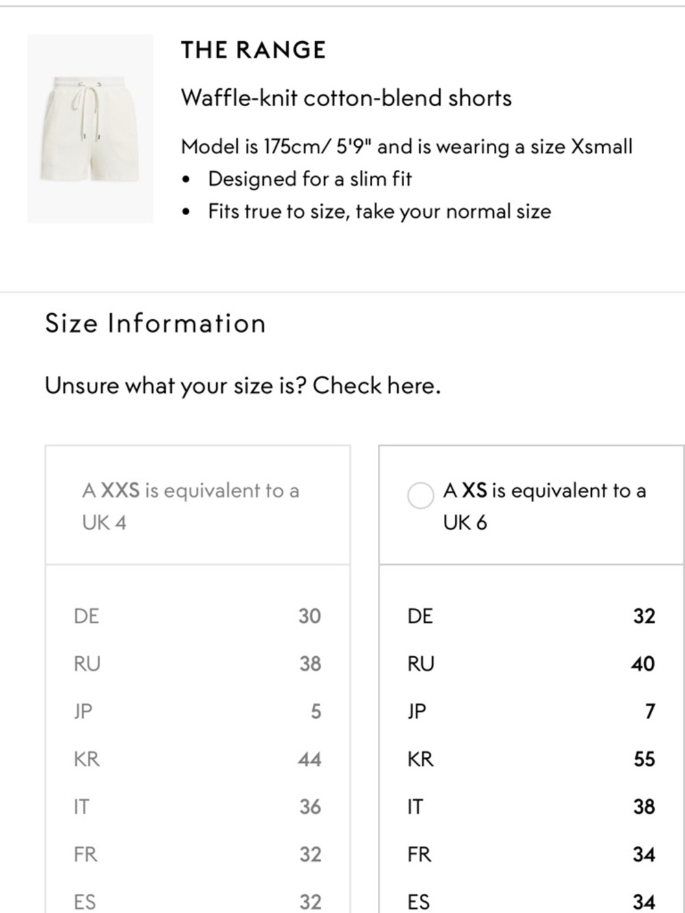 THE RANGE Waffle knit cotton blend shorts Ecru Cream Sz XS NEW - Picture 11 of 12